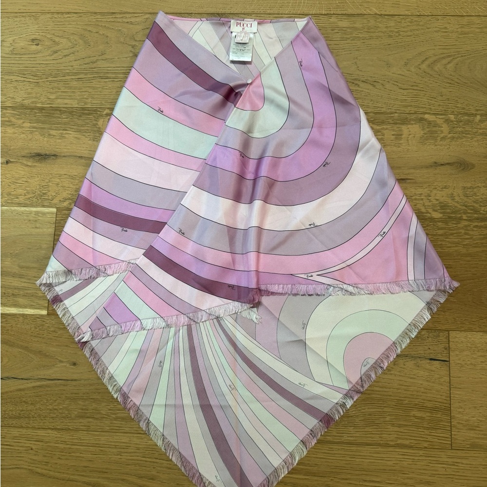 Emilio Pucci - Pink Iridescent Silk Asymmetrical Skirt - Size USA 2 - Never Worn